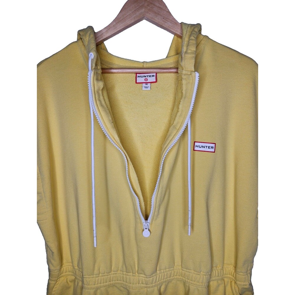 HUNTER Target Womens Romper 1X One Piece Yellow Hooded Half Zip Pockets - Picture 6 of 9